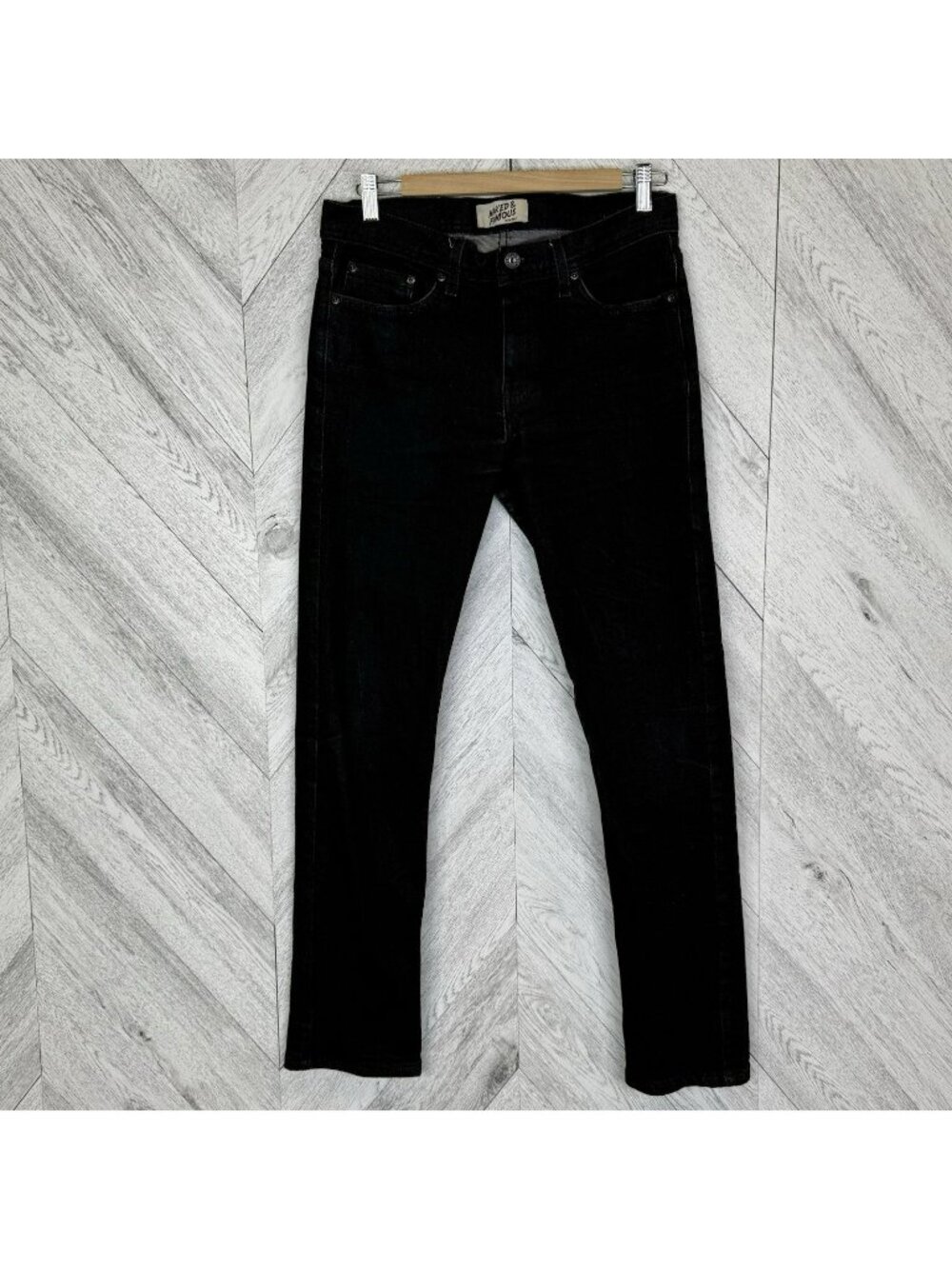 Naked & Famous Werid Guy Denim Jeans Ash Black Stretch Mens Size 31x32